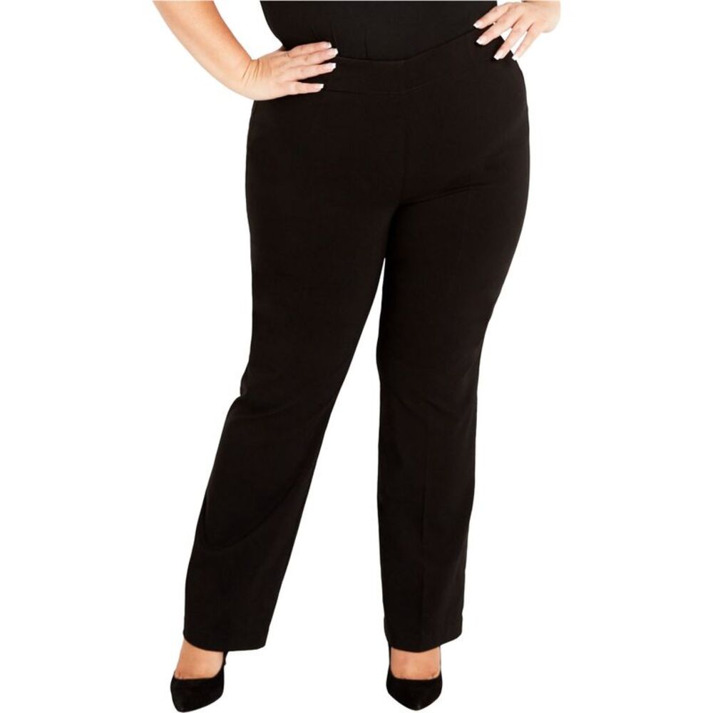 avenue Womens Plus Size Solid Straight Leg Casual Pants, NWT